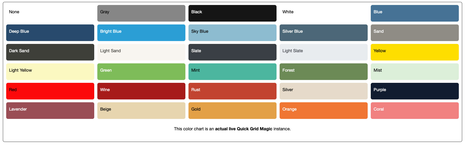Grid Color Guide Colors-free consultation 478-922-8979
