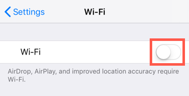 Tap WiFi and tap the toggle to turn it off